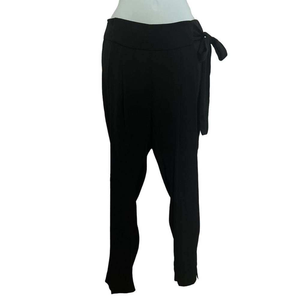🌵 Hoss Intropia Women's Italy Black Button Closure Side-Tie Pants - Sz 40 (XS/S)
